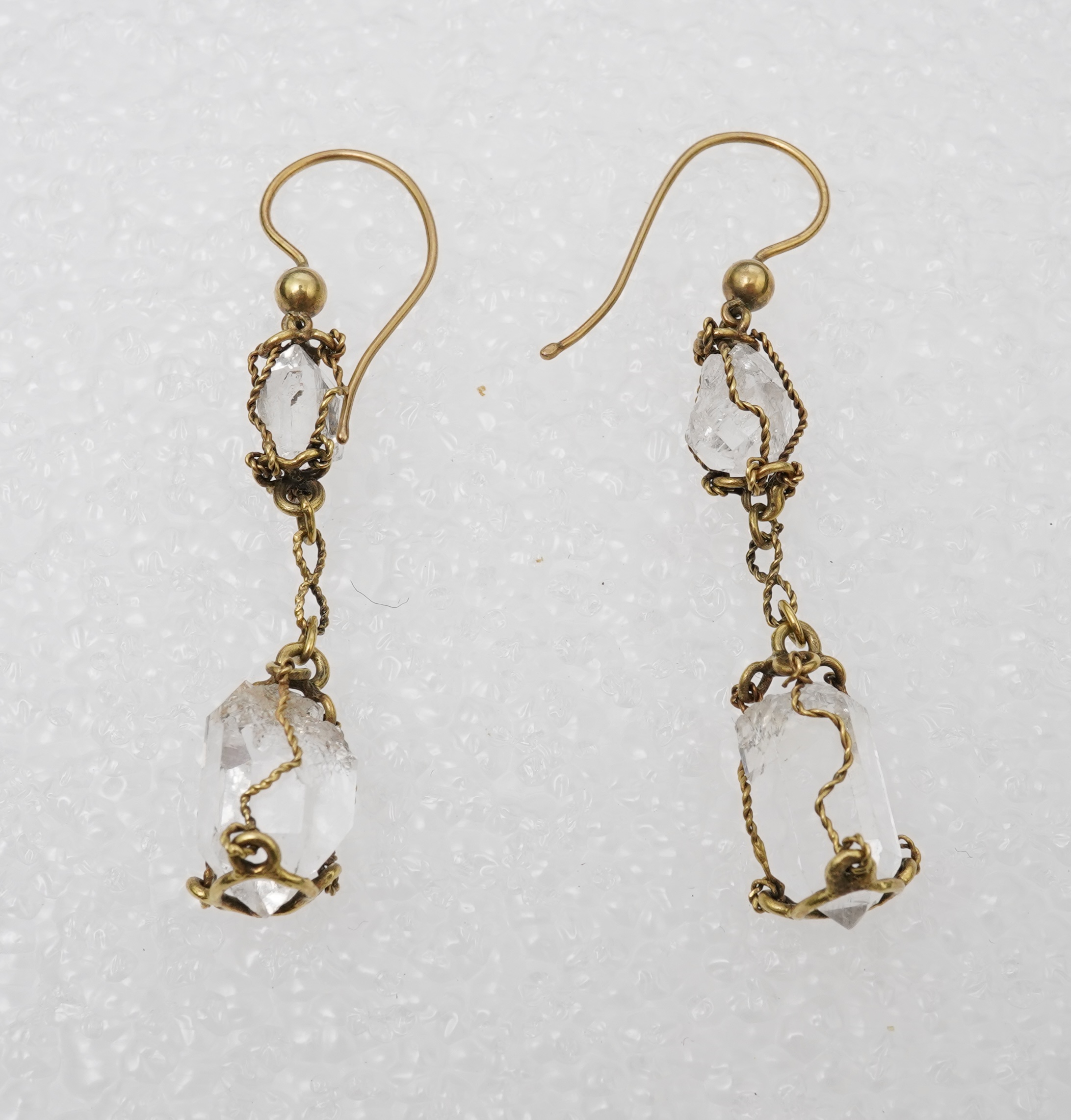 A pair of rock crystal earrings